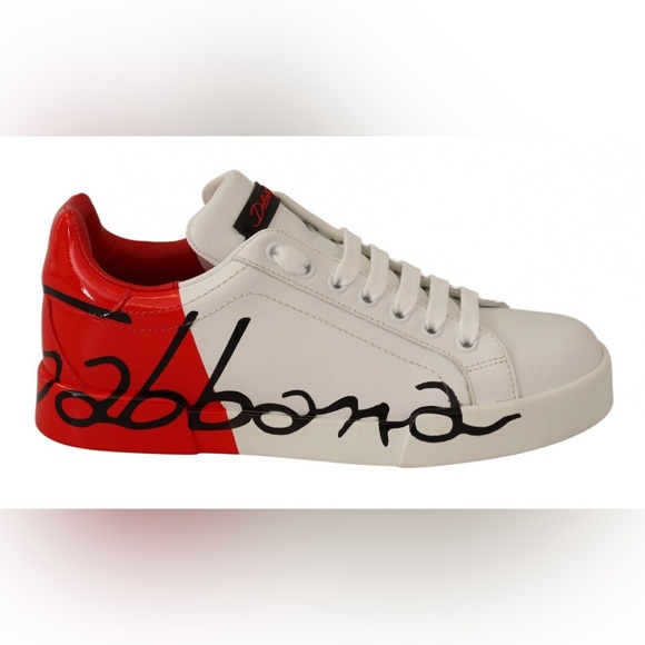 White Red Lace Up Sneakers Womens Portofino Shoes - Picture 2 of 7